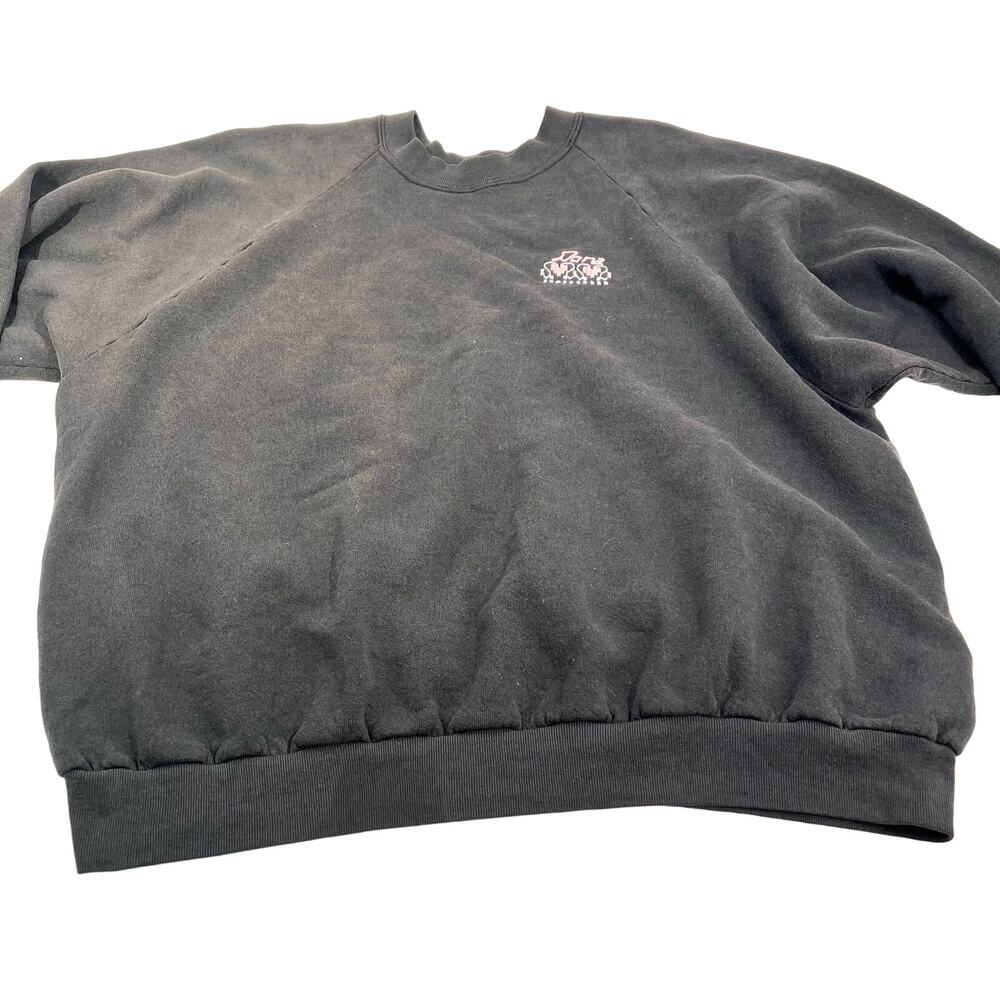 Vintage women's 3XL black raglan crew neck sweatshirt hand embroidered hearts